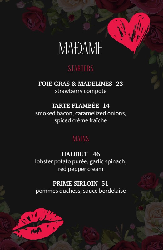 Valentine's Day Madame French Restaurant Jersey City NJ